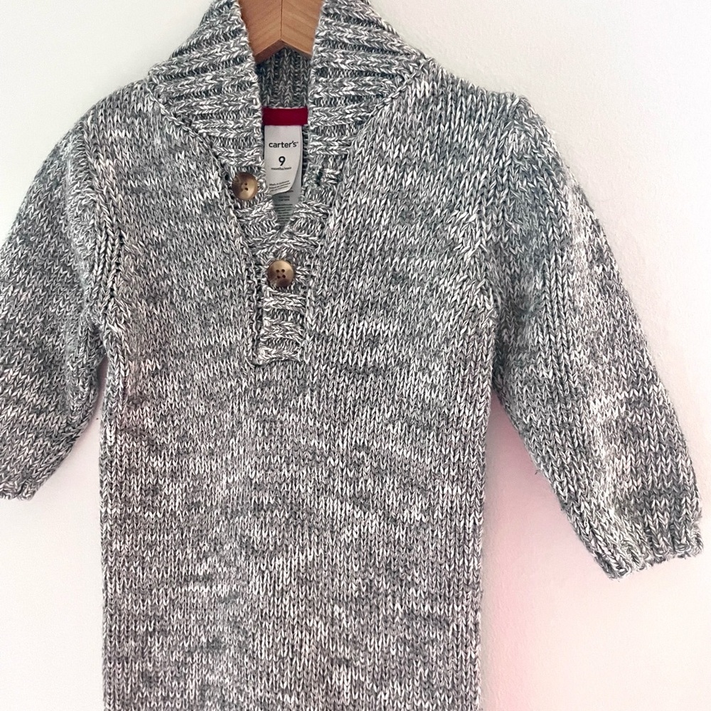 Like New Sweater Jumpsuit, Shawl Collar, Elbow Patches, Cozy & Warm Gray